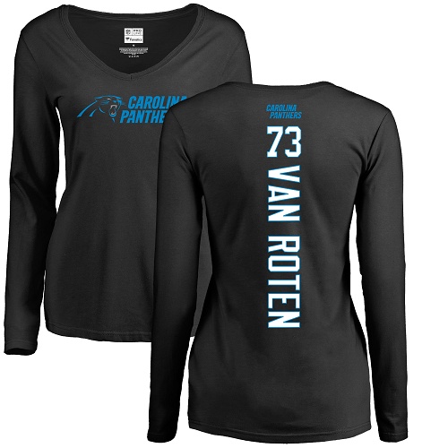 Carolina Panthers Black Women Greg Van Roten Backer Slim Fit NFL Football #73 Long Sleeve T Shirt